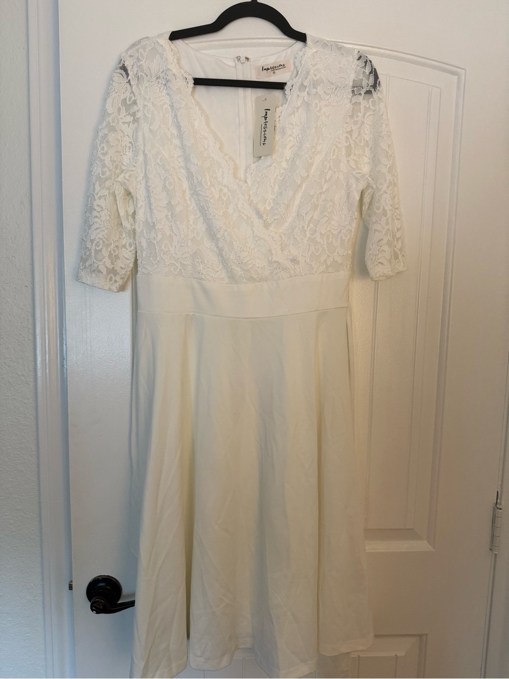 Impressions White Lace Midi Dress | XL | NWT